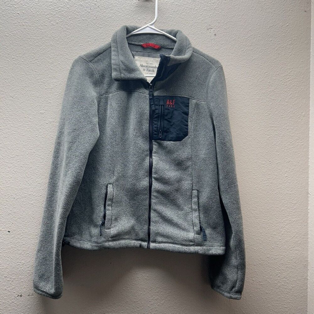 Abercrombie & Fitch Gray Jacket Fleece Weather Warrior‎ Womens Sz S Y2K